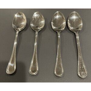 Wallace WAS159 Glossy Outline 18/10 Stainless Flatware Oval Soup Spoons Set Of 4